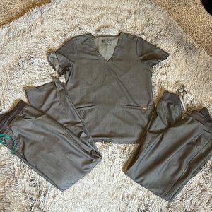EUC FIGS gray scrub set. Includes one top and two bottoms.